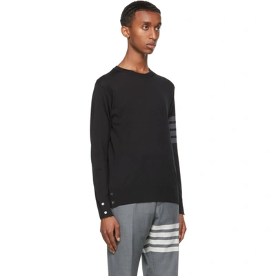 Shop Thom Browne Navy Merino Wool 4-bar Sweater In 001 Black