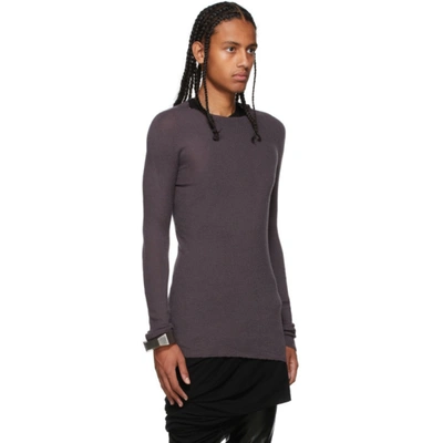 Shop Rick Owens Purple Cashmere Rib Knit Sweatshirt In 46 Eggplant