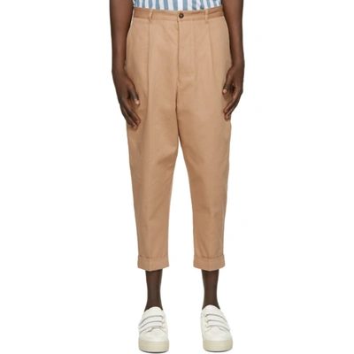 Shop Ami Alexandre Mattiussi Beige Oversized Carrot Fit Trousers In Beige/250