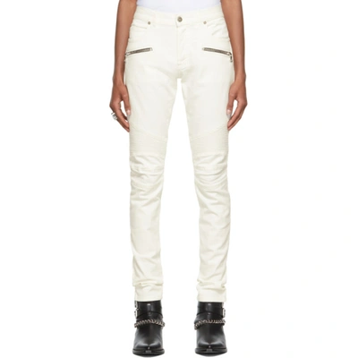 Shop Balmain White Ribbed Slim Jeans In 0fa Blanc