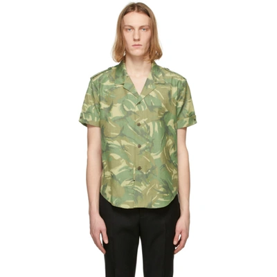 Shop Saint Laurent Khaki Camo Short Sleeve Shirt In 3260 Milita