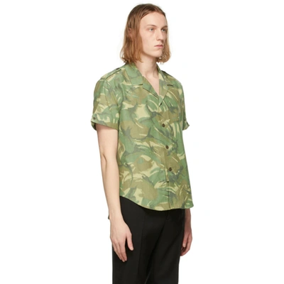 Shop Saint Laurent Khaki Camo Short Sleeve Shirt In 3260 Milita