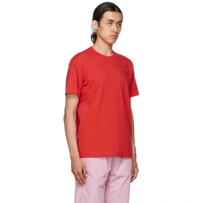 Shop Comme Des Garçons Play Red Double Heart T-shirt In 5 Red