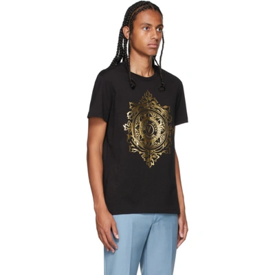 Shop Versace Jeans Couture Black & Gold V-emblem T-shirt In Eg89 Nero + Oro