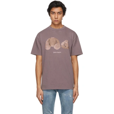 Shop Palm Angels Purple Bear T-shirt In Grape White