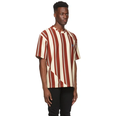 Shop Opening Ceremony Red & Off-white Striped Twisted T-shirt In Cinnamon