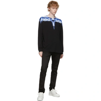 Shop Marcelo Burlon County Of Milan Black & Blue Wings Long Sleeve T-shirt