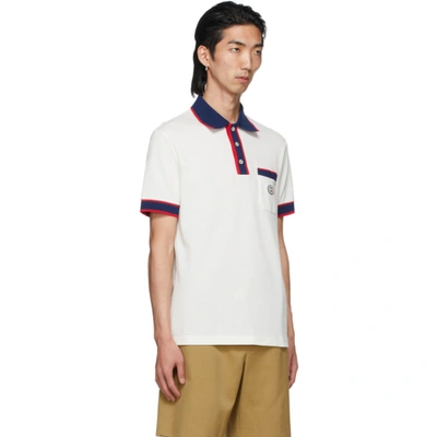 Shop Gucci Off-white Piqué Interlocking G Polo In 9222 Milk/inchiostro