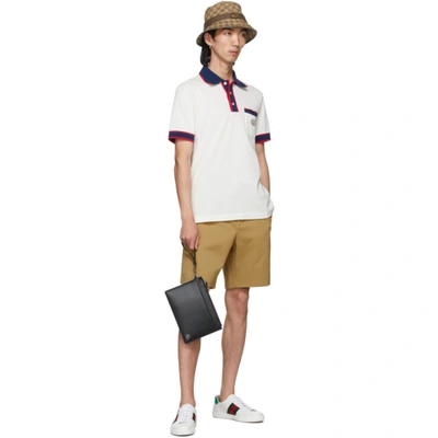 Shop Gucci Off-white Piqué Interlocking G Polo In 9222 Milk/inchiostro