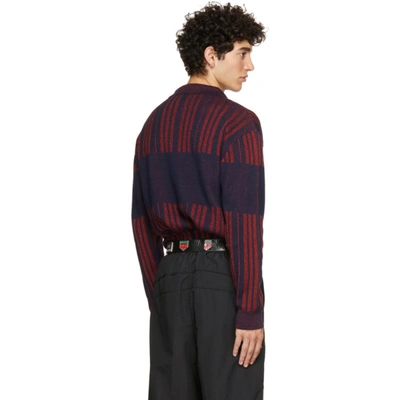 Shop Martine Rose Red & Navy Prysm Long Sleeve Polo In Blue/h. Red