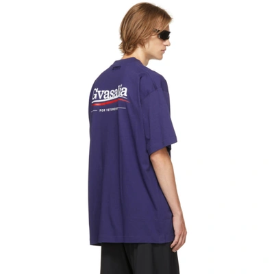 Shop Vetements Navy 'gvasalia' T-shirt In Royal Blue