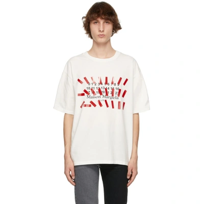 Shop Maison Margiela White Oversized Tape Print T-shirt In 101 Off White