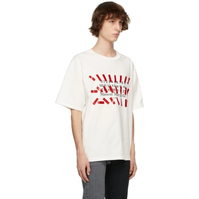 Shop Maison Margiela White Oversized Tape Print T-shirt In 101 Off White