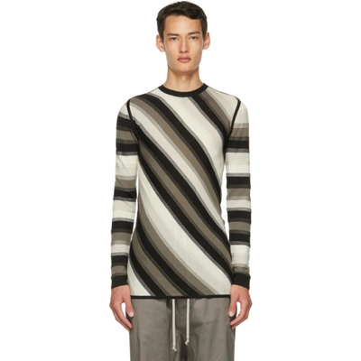 Shop Rick Owens Black & White Stripe Knit Sweater In 09108 Bk/pr