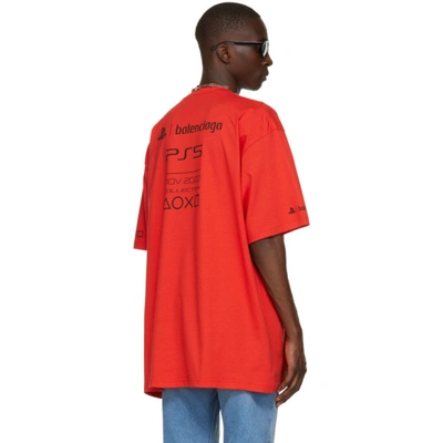 Shop Balenciaga Red Sony Playstation Edition Boxy T-shirt In 6552 Vermillon/black