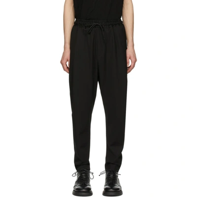 Shop Isabel Benenato Black Wool Drawstring Trousers In Blk 01