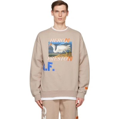 Shop Heron Preston Taupe Heron A.f. Sweatshirt In Taupe Blue