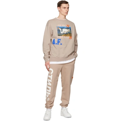 Shop Heron Preston Taupe Heron A.f. Sweatshirt In Taupe Blue