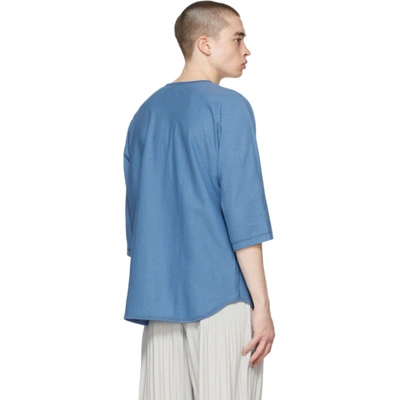 Shop Issey Miyake Blue Cotton Linen T-shirt In 72 Cerulean Blue/tur