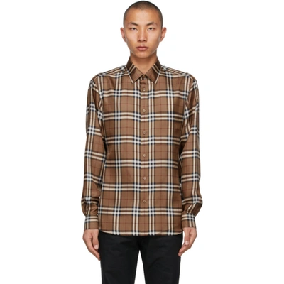 BURBERRY 棕色 SANDCROFT VINTAGE CHECK 真丝衬衫