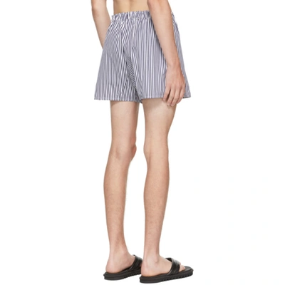 Shop Coperni Ssense Exclusive Navy & White Striped Boxer Shorts In Navy / Wh