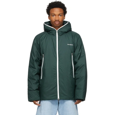 Shop Acne Studios Green Down Hooded Jacket In Sea Green