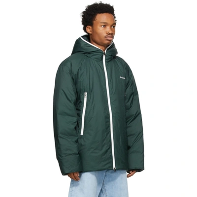 Shop Acne Studios Green Down Hooded Jacket In Sea Green