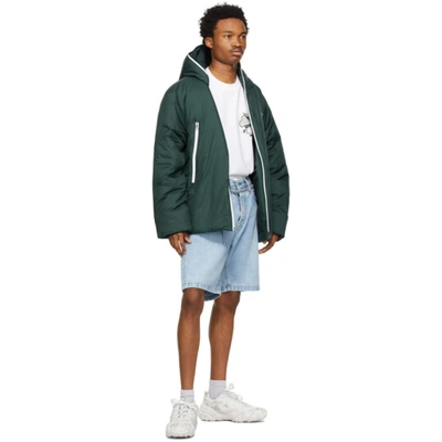 Shop Acne Studios Green Down Hooded Jacket In Sea Green