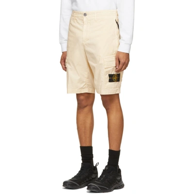 Shop Stone Island Off-white Bermuda Shorts In V0093 Ivory