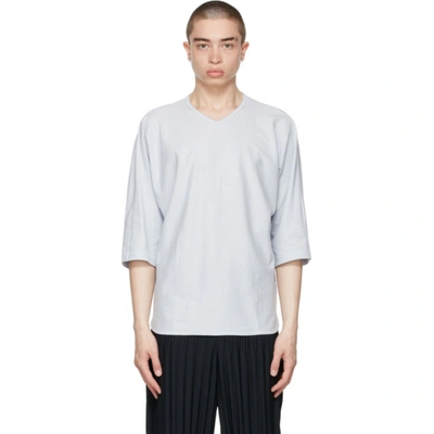 Shop Issey Miyake Taupe Cotton Linen T-shirt In 70 Blue Hued