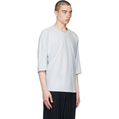 Shop Issey Miyake Taupe Cotton Linen T-shirt In 70 Blue Hued