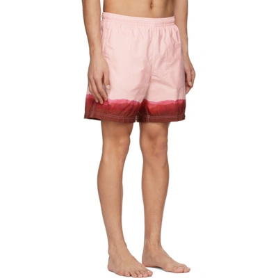 Shop Alexander Mcqueen Pink & Burgundy Dip Dye Printed Swim Shorts In 6973 Rose/bordeaux