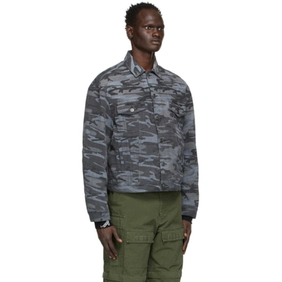 Shop Balenciaga Black Denim Camo Large Fit Jacket In 1055 Washed