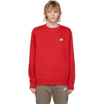 Shop Nike Red Fleece Nsw Club Sweatshirt In 657 Univers