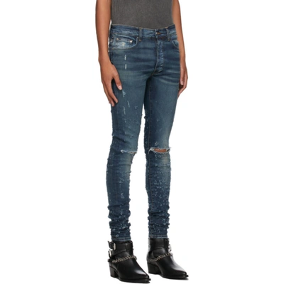 Shop Amiri Blue Distressed Jeans In Classic Indigo