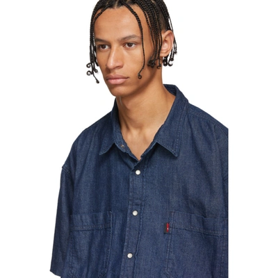 Shop Vetements Navy Levi's Edition Oversized Denim Shirt