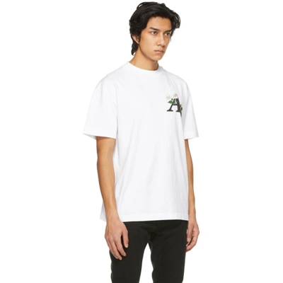 Shop Palm Angels White Embroidered Daisy Logo T-shirt