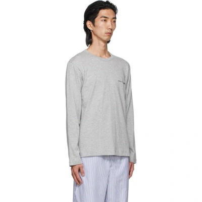 Shop Comme Des Garçons Shirt Grey Logo Long Sleeve T-shirt In 2 Grey