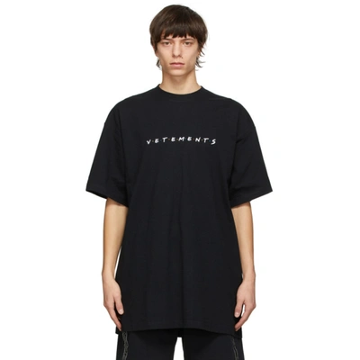 Shop Vetements Black Friendly Logo T-shirt In Black 14619862