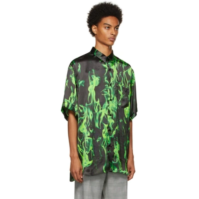 Shop Vetements Black & Green Smoke Fluid Short Sleeve Shirt