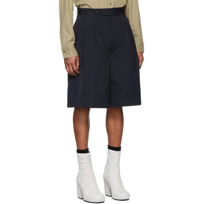 Shop Random Identities Navy Oversize Tailored Shorts