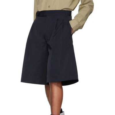 Shop Random Identities Navy Oversize Tailored Shorts