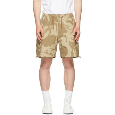 Shop Moncler Khaki Camo Bermuda Shorts In 250 Khaki