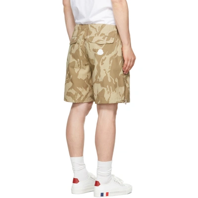 Shop Moncler Khaki Camo Bermuda Shorts In 250 Khaki