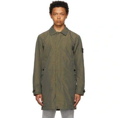 Shop Stone Island Khaki Micro Reps Trench Coat In V0058 Olive