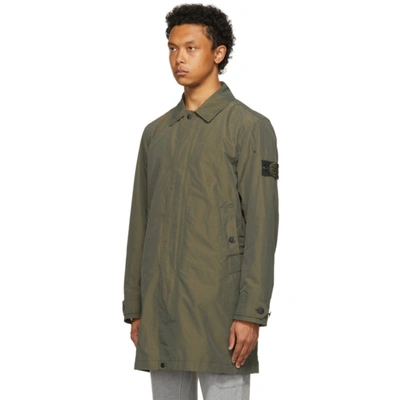 Shop Stone Island Khaki Micro Reps Trench Coat In V0058 Olive