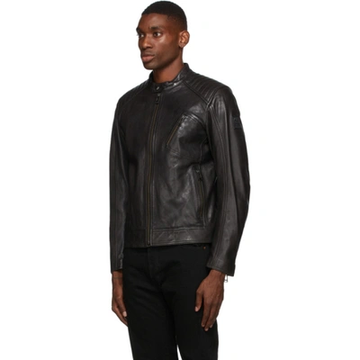 Shop Belstaff Black Leather Racer 2.0 Jacket In 90000 Black
