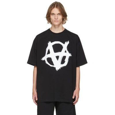 Black Oversized Anarchy Gothic Logo T-shirt