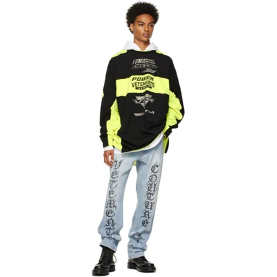 Shop Vetements Yellow & Black Motocross Patched Logo Long Sleeve T-shirt In Blk/yello