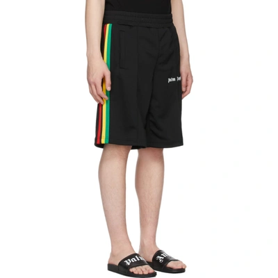 Shop Palm Angels Black Jersey Exodus Track Shorts In Black White